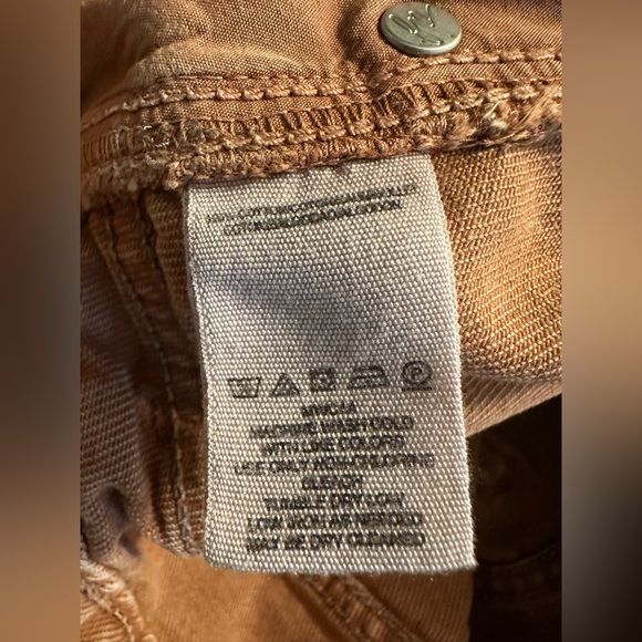 WE THE FREE People Bronze Distressed Denim Jean Mini Skirt Raw Hem Orange Rust - Picture 10 of 12